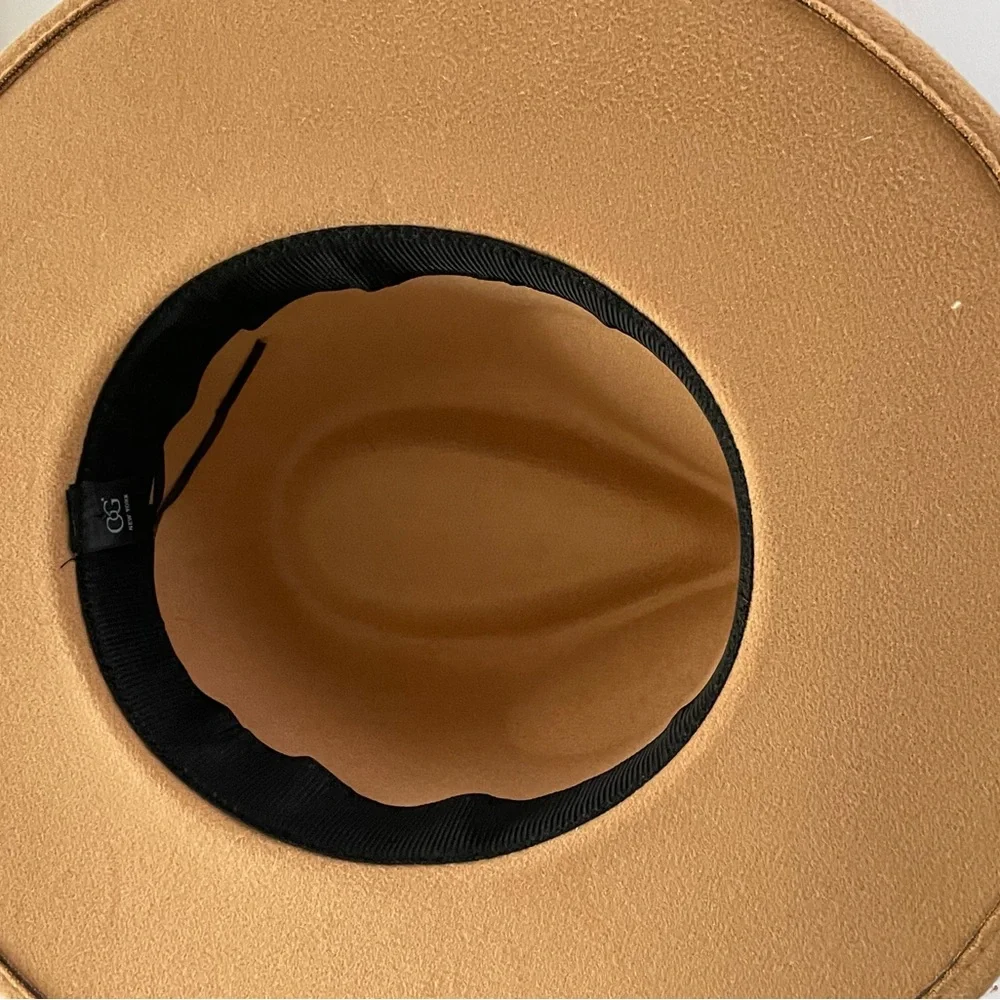 CG New York Camel Tan Felt Hat Leather Band 6.5” x7.5” Head NWOT New!